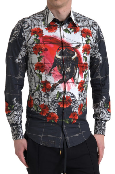 Multicolor Floral Bull Print Collared Shirt