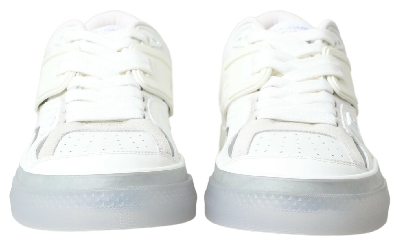 White Leather Low Top Sneakers Shoes