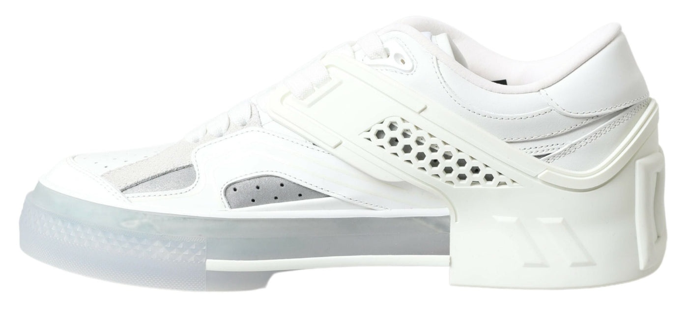 White Leather Low Top Sneakers Shoes