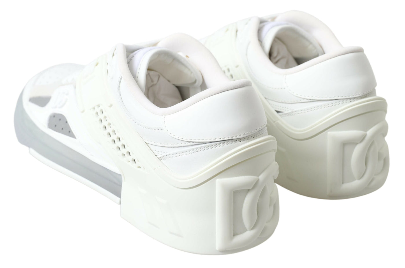 White Leather Low Top Sneakers Shoes