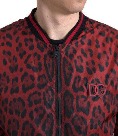 Red Leopard Bomber Short Coat Jacket