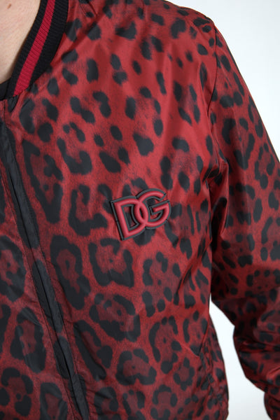 Red Leopard Bomber Short Coat Jacket