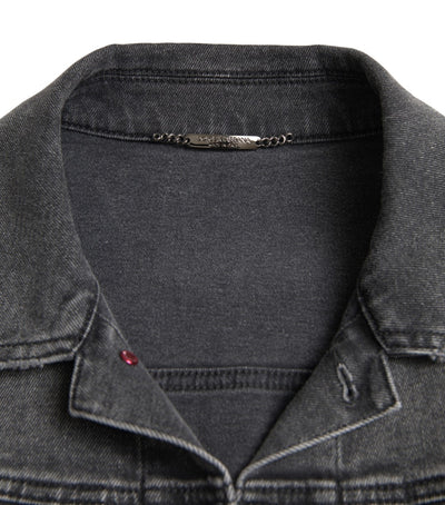 Gray Washed Cotton Stretch Denim Men Jacket