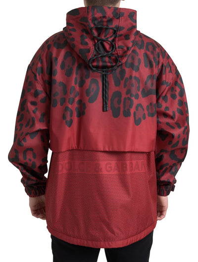 Red Leopard Hooded Rain Coat Jacket