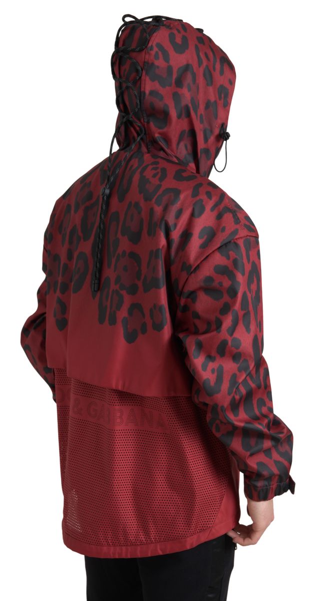 Red Leopard Hooded Rain Coat Jacket