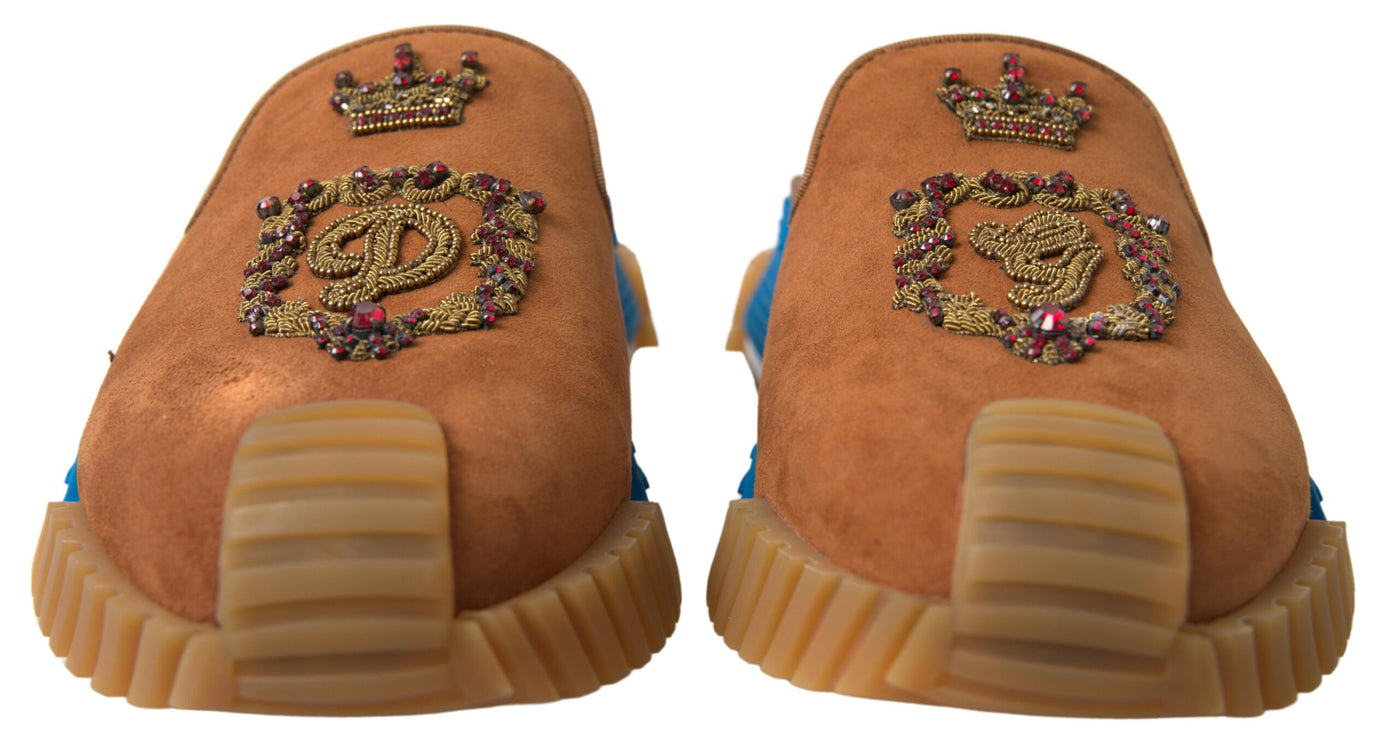 Brown Suede Crown Logo NS1 Slides Sandals