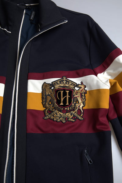 Blue Cardigan Heraldic Full Zip Sweater