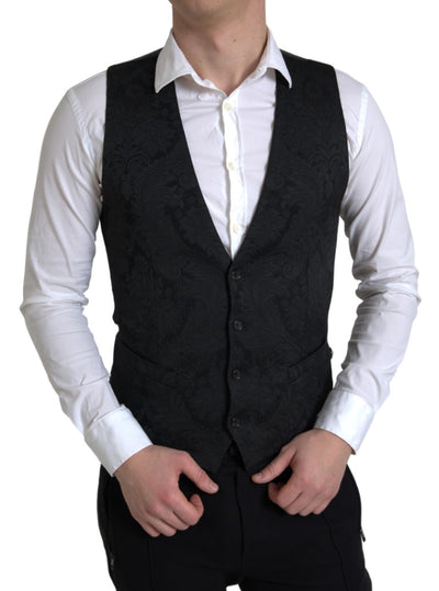 Black Polyester Waistcoat Formal Men Vest