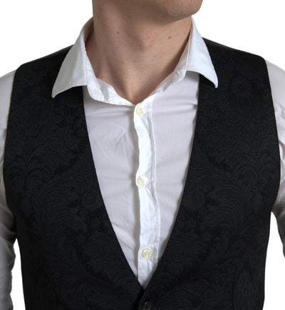 Black Polyester Waistcoat Formal Men Vest