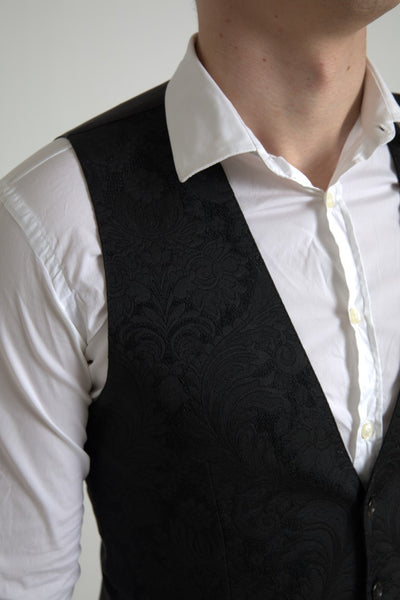 Black Polyester Waistcoat Formal Men Vest