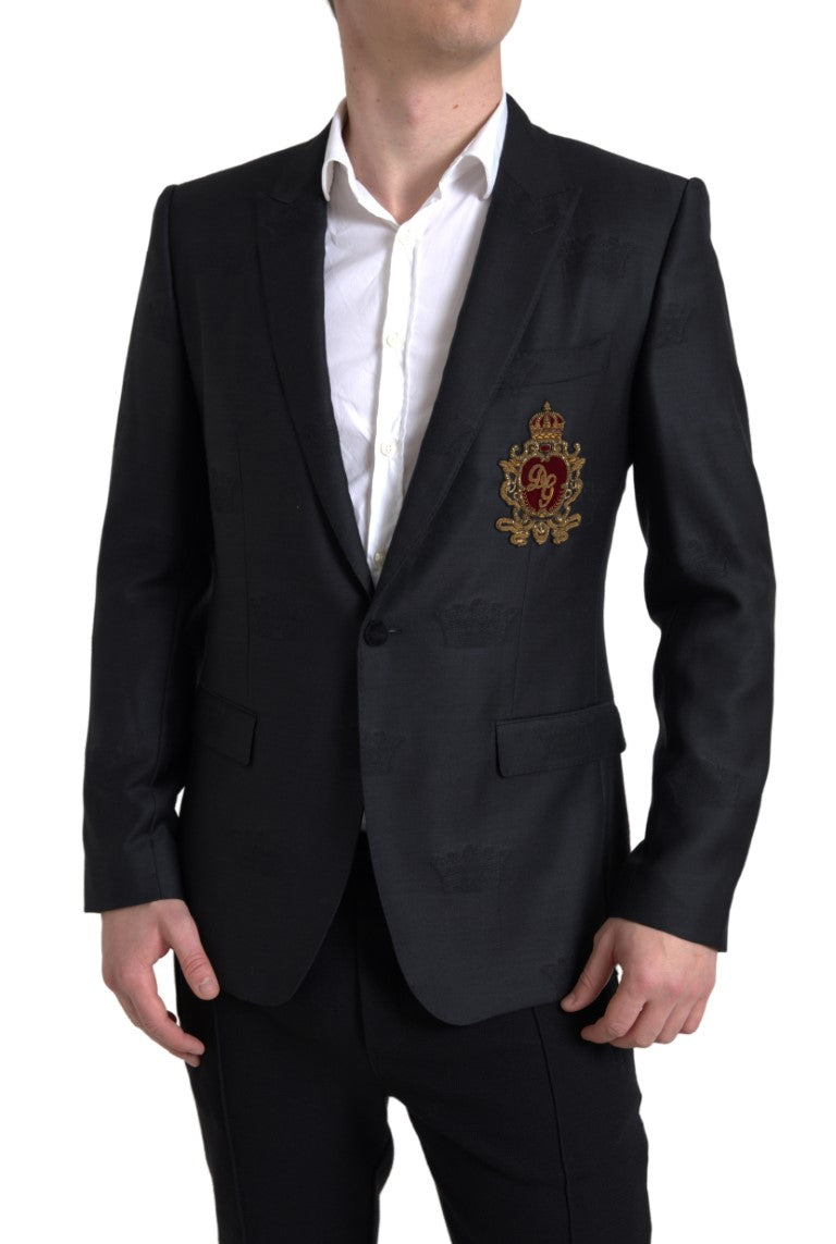 Black Logo Embroidery Single Breasted MARTINI Blazer