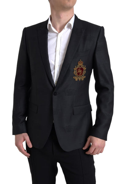 Black Logo Embroidery Single Breasted MARTINI Blazer