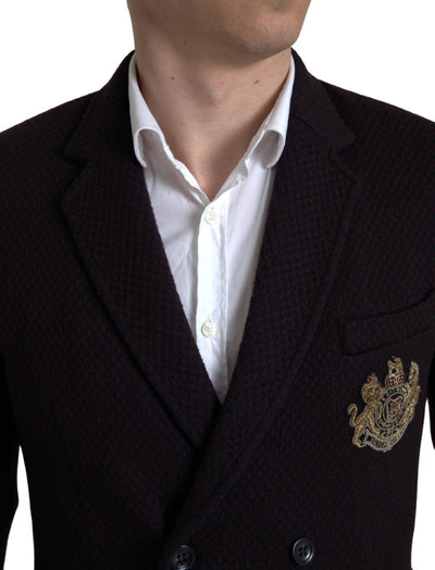 Purple Logo Embroidery Double Breasted Blazer