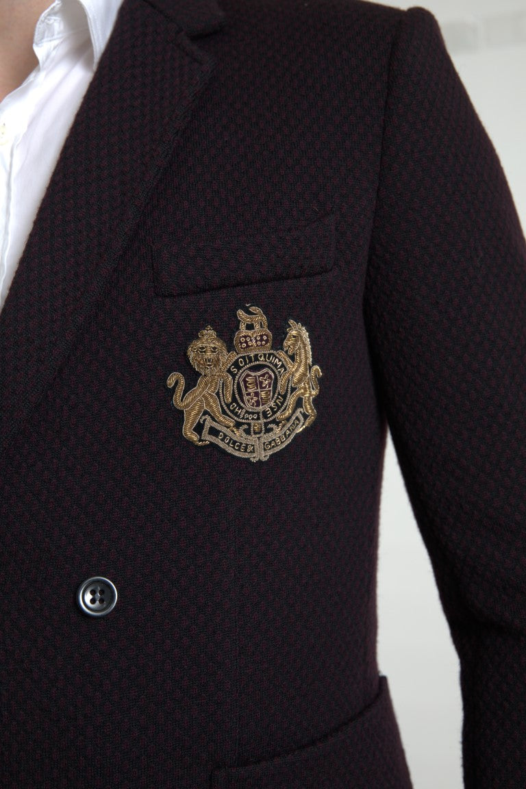 Purple Logo Embroidery Double Breasted Blazer