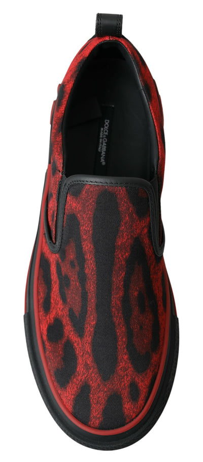 Red Black Leopard Loafers Sneakers Shoes