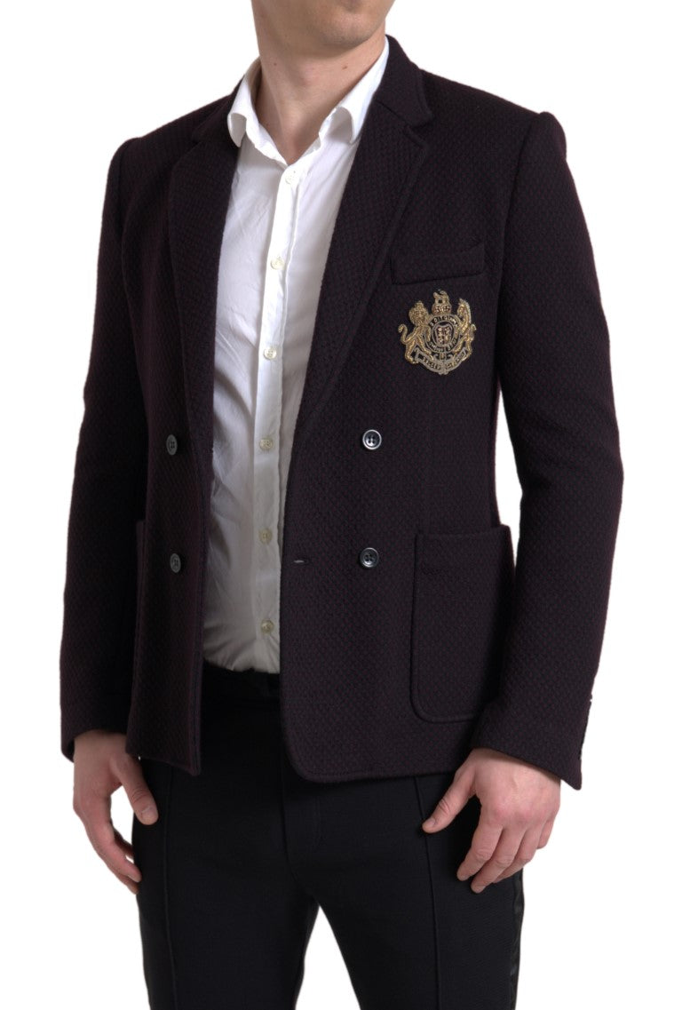 Purple Logo Embroidery Double Breasted Blazer