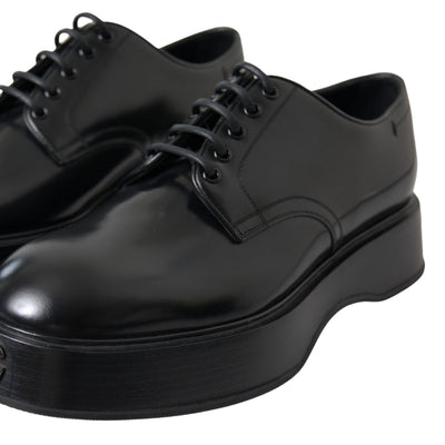 Black Leather Formal Lace Shoes