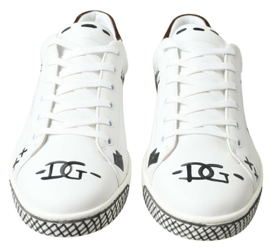 White Leather Brown LOVE Casual Sneakers