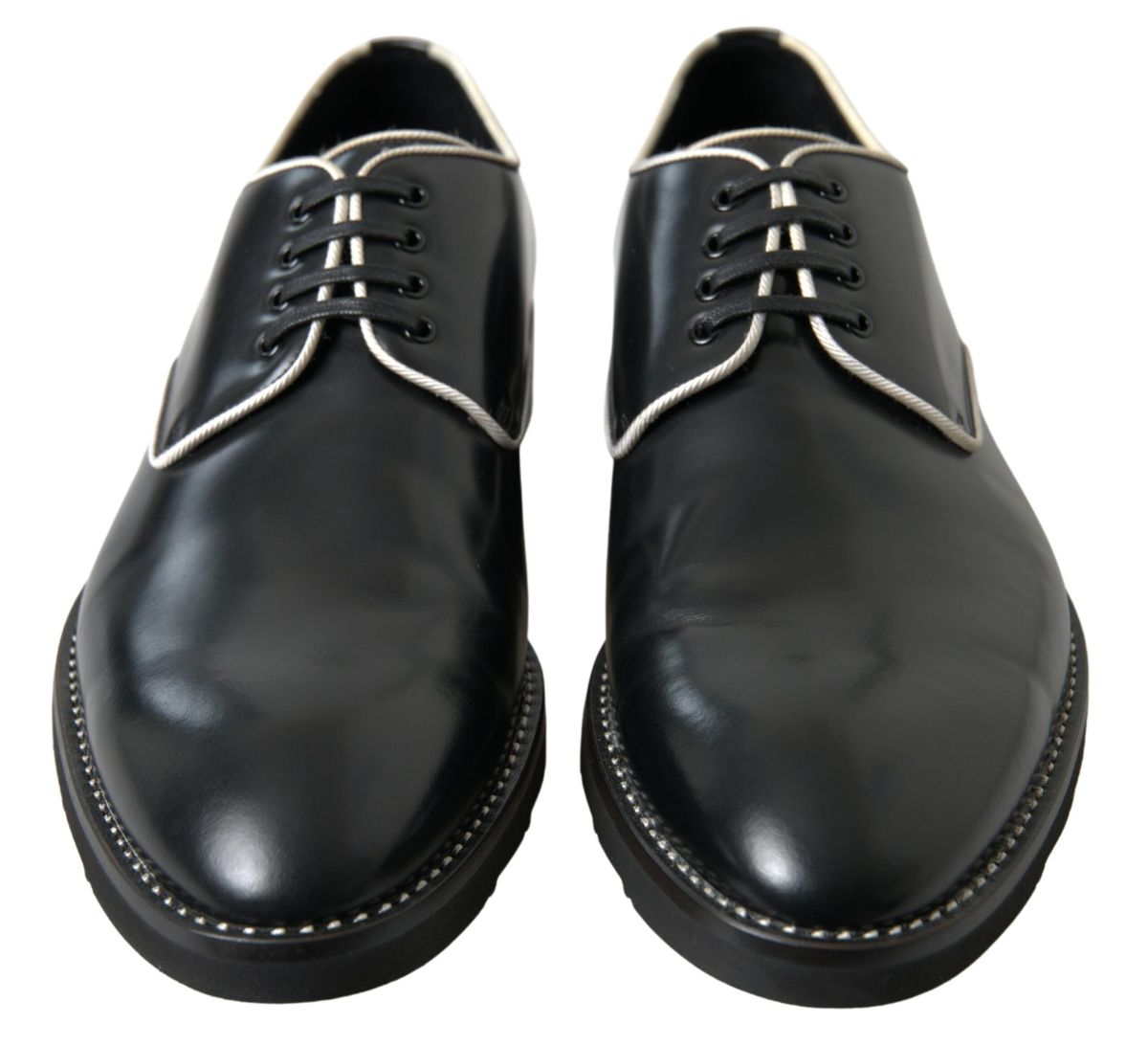 Black White Leather Formal Shoes