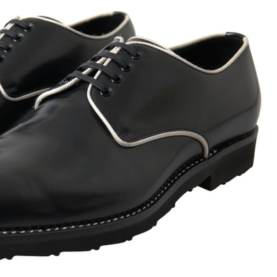 Black White Leather Formal Shoes