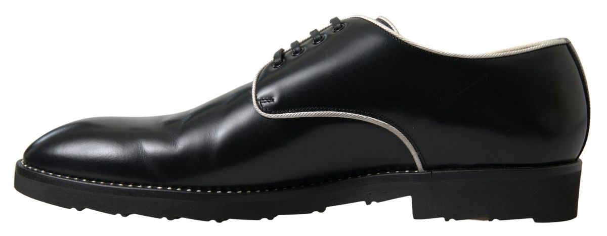 Black White Leather Formal Shoes