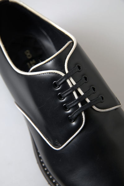 Black White Leather Formal Shoes