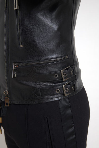 Black Leather Zipper Coat Men Jacket