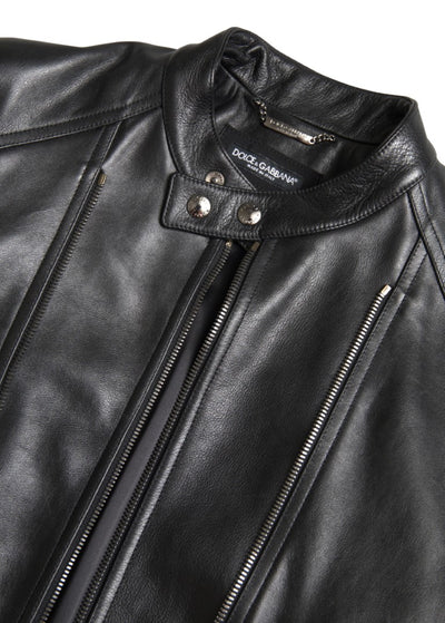 Black Leather Zipper Coat Men Jacket