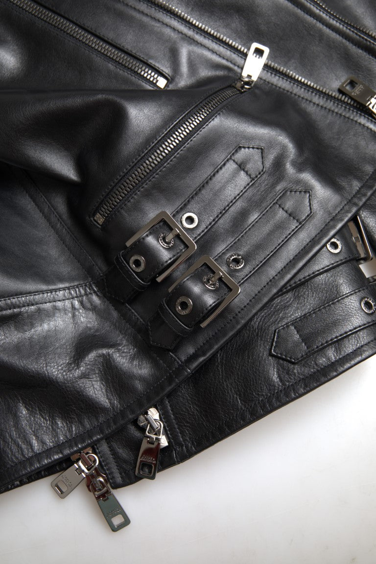 Black Leather Zipper Coat Men Jacket