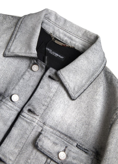 Gray Washed Cotton Stretch Denim Men Jacket