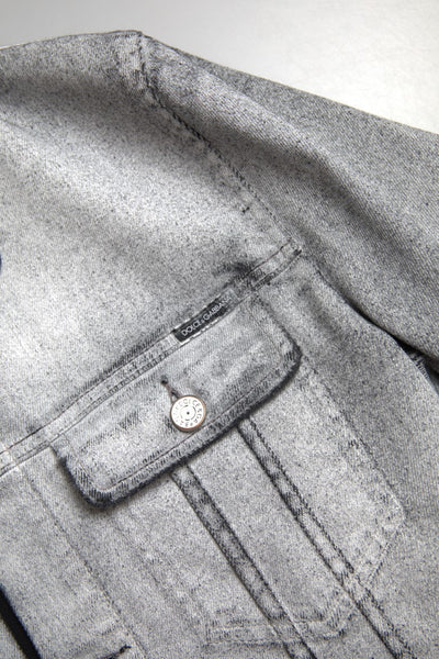 Gray Washed Cotton Stretch Denim Men Jacket