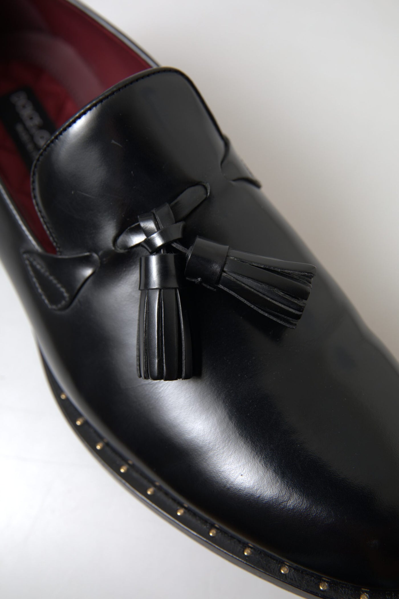 Black Leather Loafers Tassel  Shoes