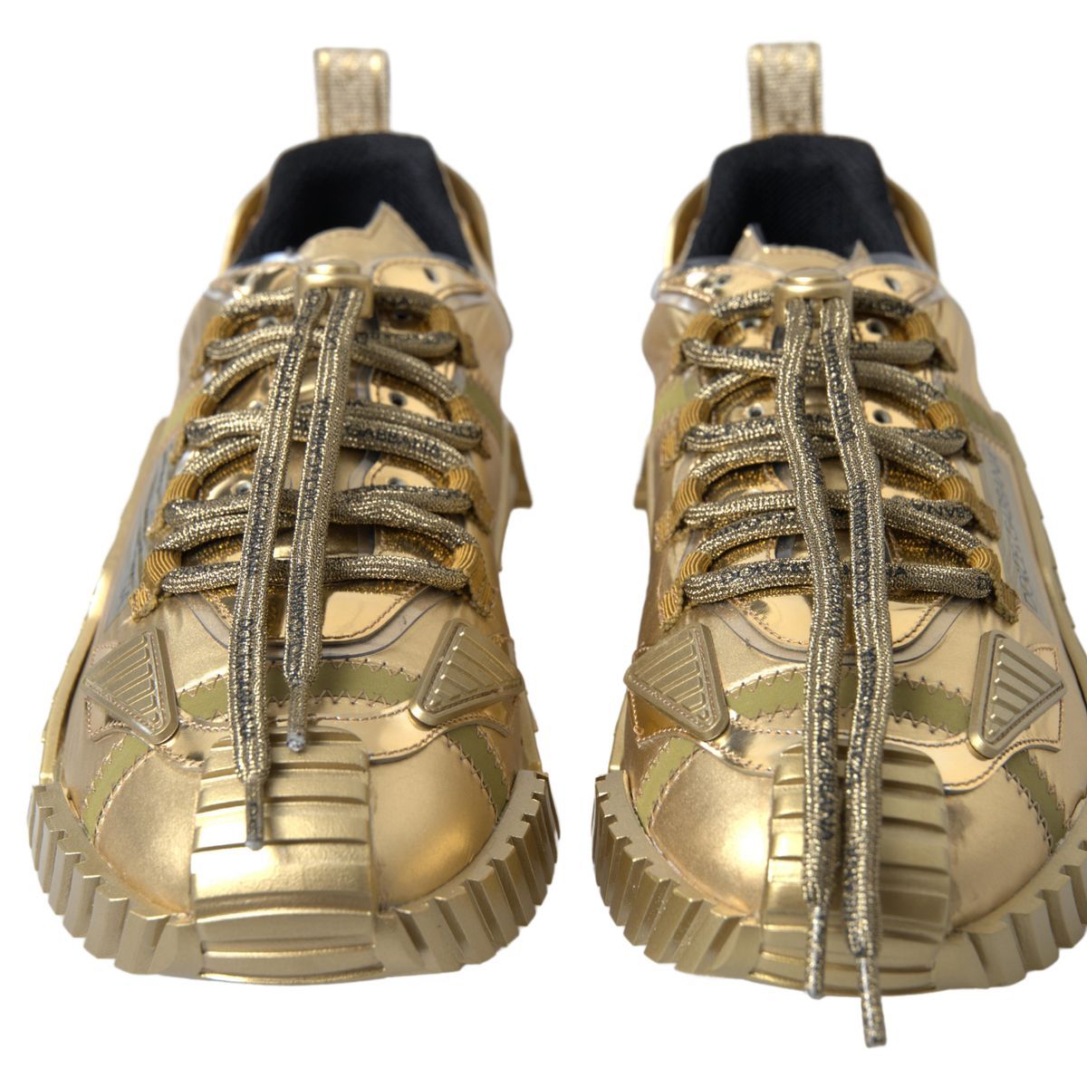 Gold Stretch Lace Up Sneakers NS1 Mens Shoes