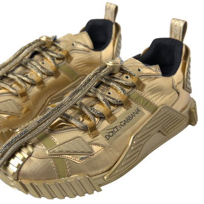 Gold Stretch Lace Up Sneakers NS1 Mens Shoes