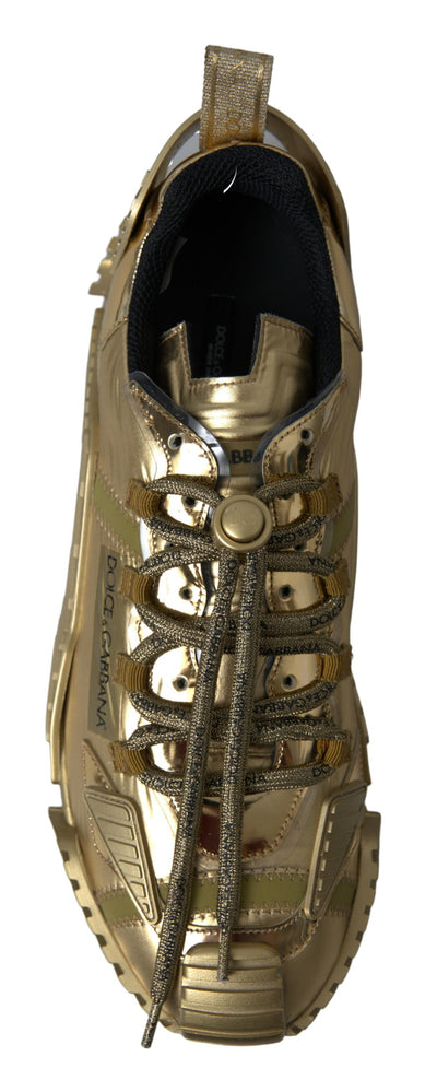 Gold Stretch Lace Up Sneakers NS1 Mens Shoes