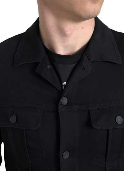 Black DG Cotton Stretch Denim Jacket