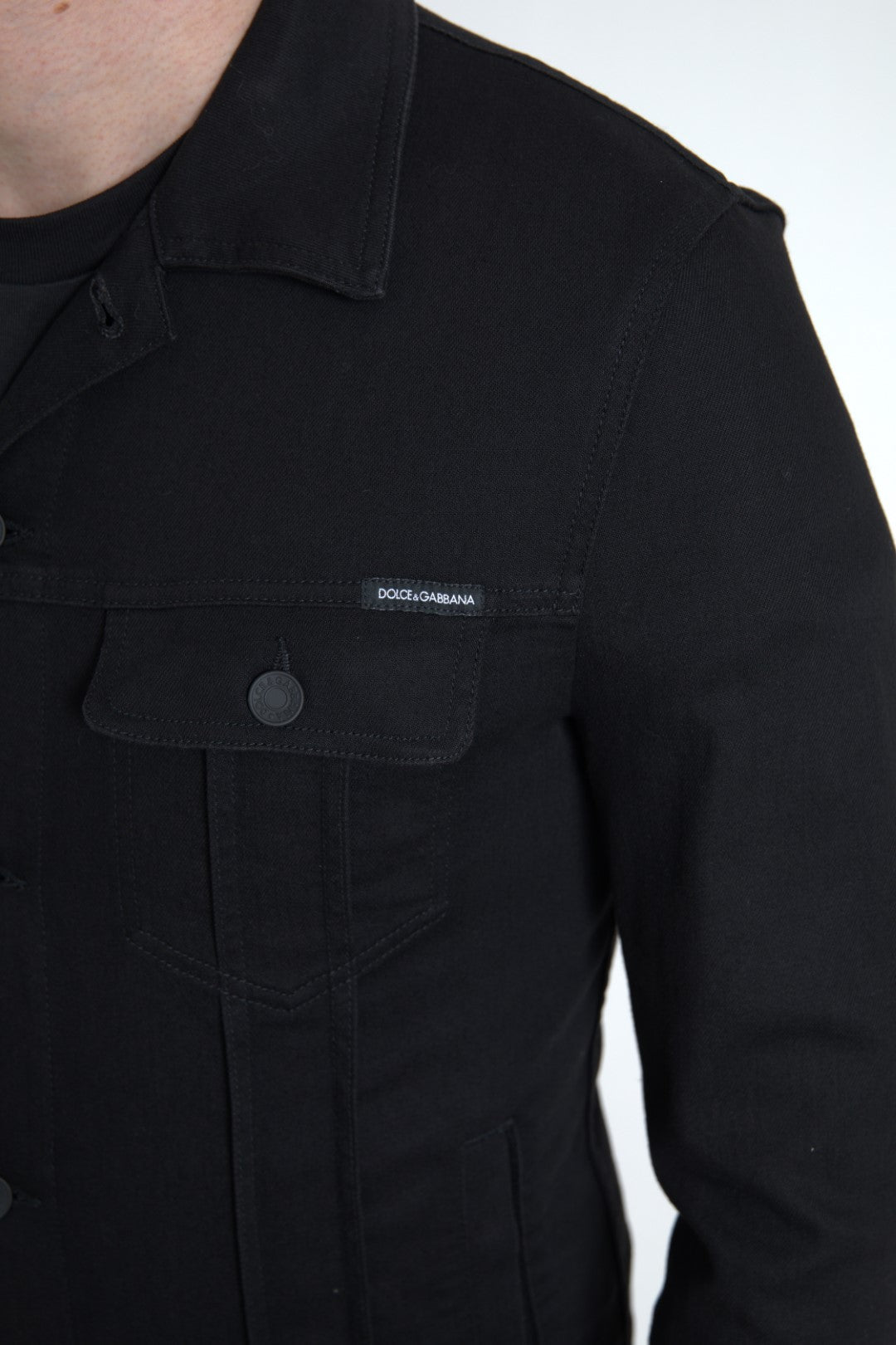 Black DG Cotton Stretch Denim Jacket