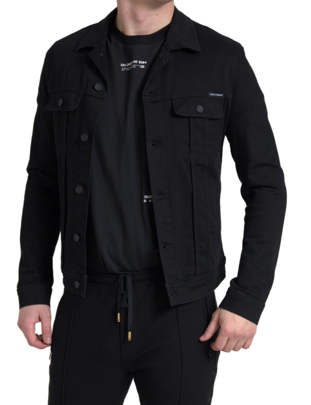 Black DG Cotton Stretch Denim Jacket