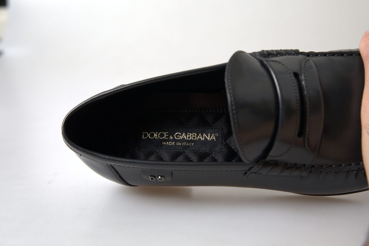 Black Leather Loafers Formal Shoes