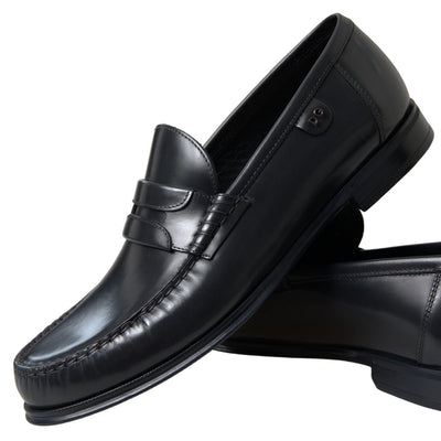 Black Leather Loafers Formal Shoes