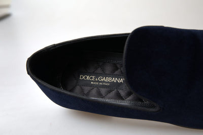 Blue Velvet Loafers Formal Shoes