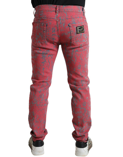 Red Cotton Dye Slim Fit Men Denim Jeans