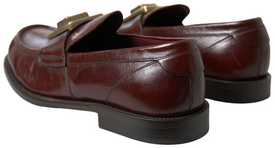 Bordeaux Leather Loafers Formal Shoes