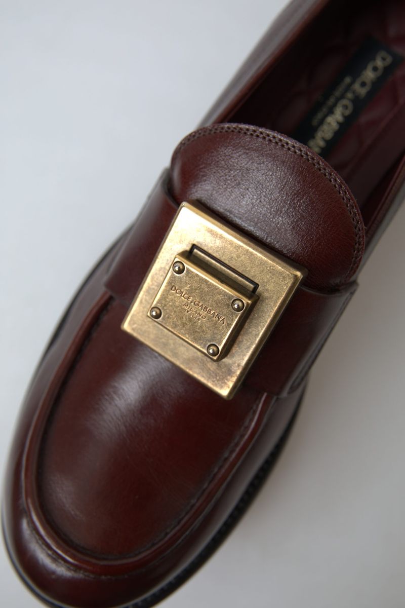 Bordeaux Leather Loafers Formal Shoes