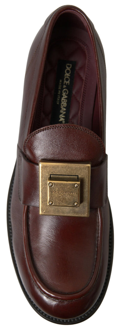 Bordeaux Leather Loafers Formal Shoes