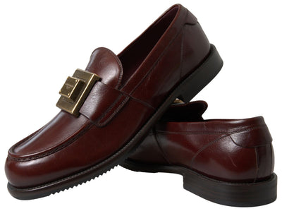 Bordeaux Leather Loafers Formal Shoes