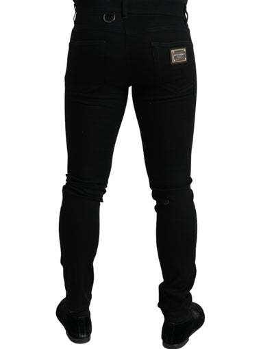 Black Cotton Stretch Skinny Denim Jeans