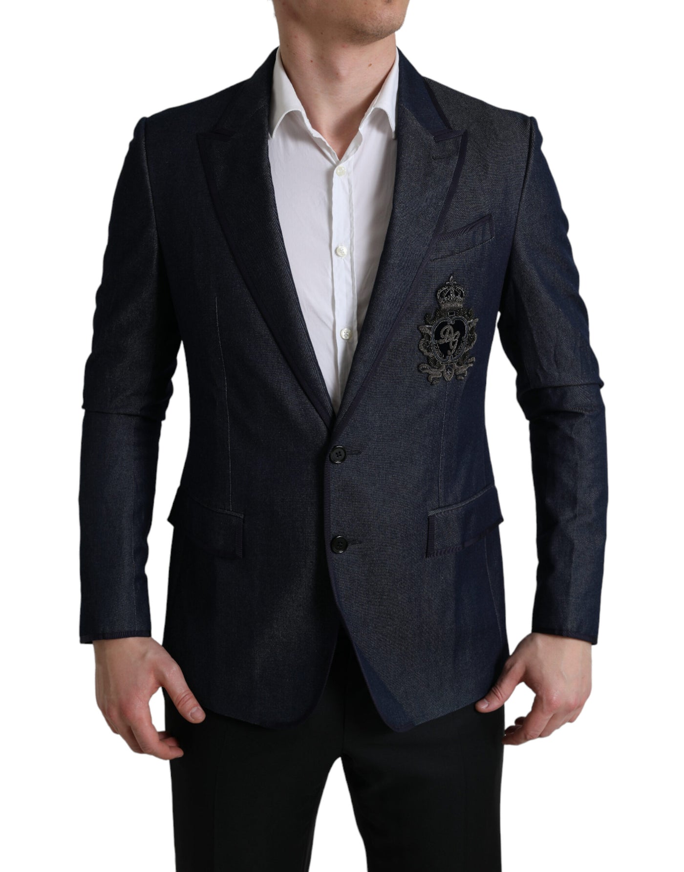 Blue Logo Embroidery Single Breasted Blazer