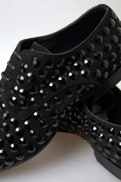 Black Suede Leather Crystal Shoes