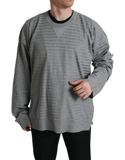 Gray Crewneck Pullover Silk Top Sweater